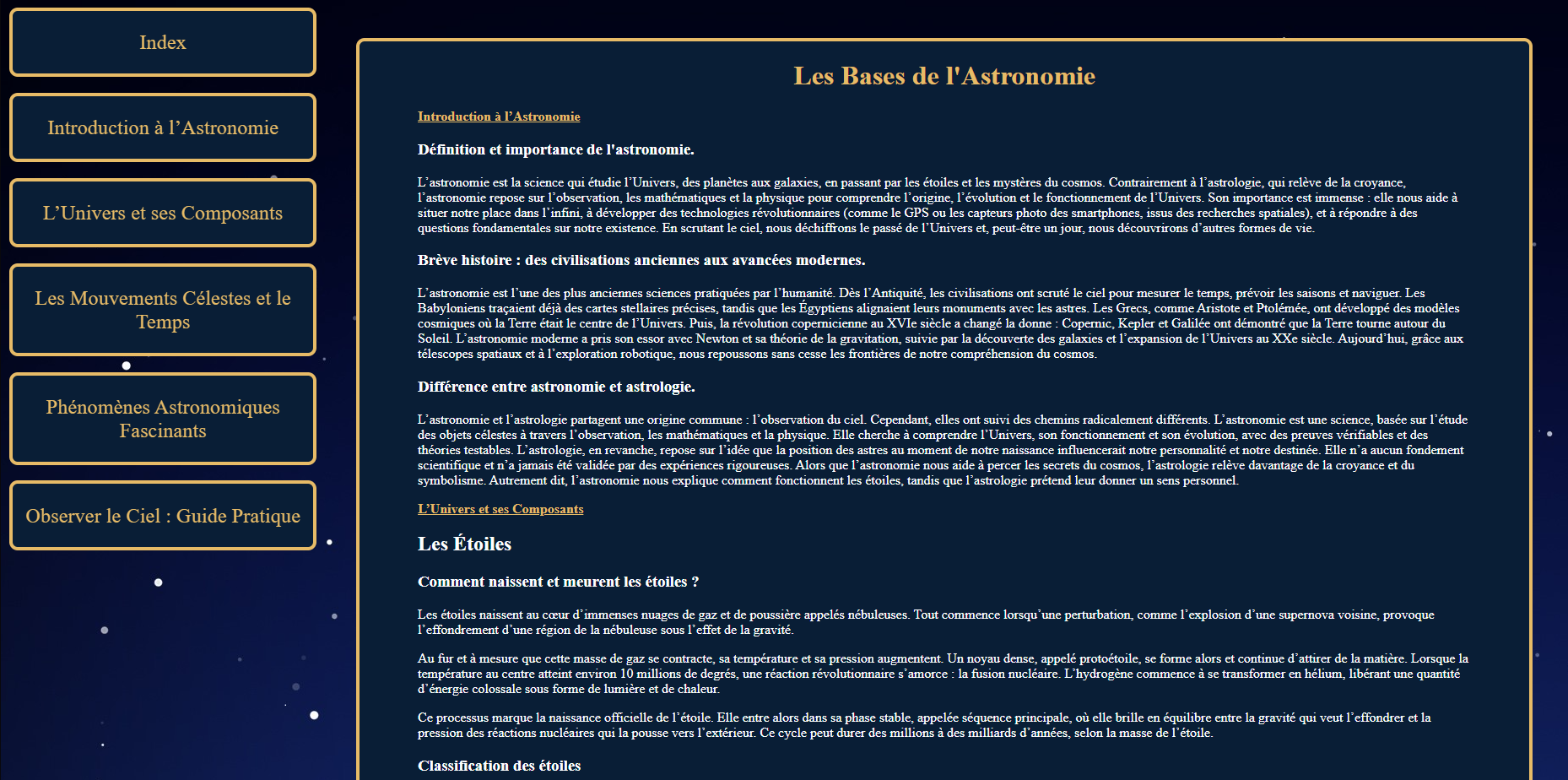 Aperçu de la page de documentation - structure claire et navigation intuitive